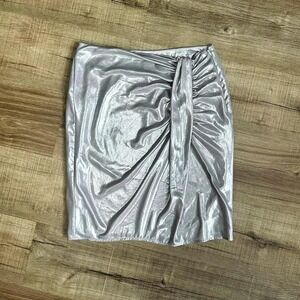 Y2K Metallic Skirt Women's Size 2 Inc Silver Shiny Going Out Club Party‎ NYE